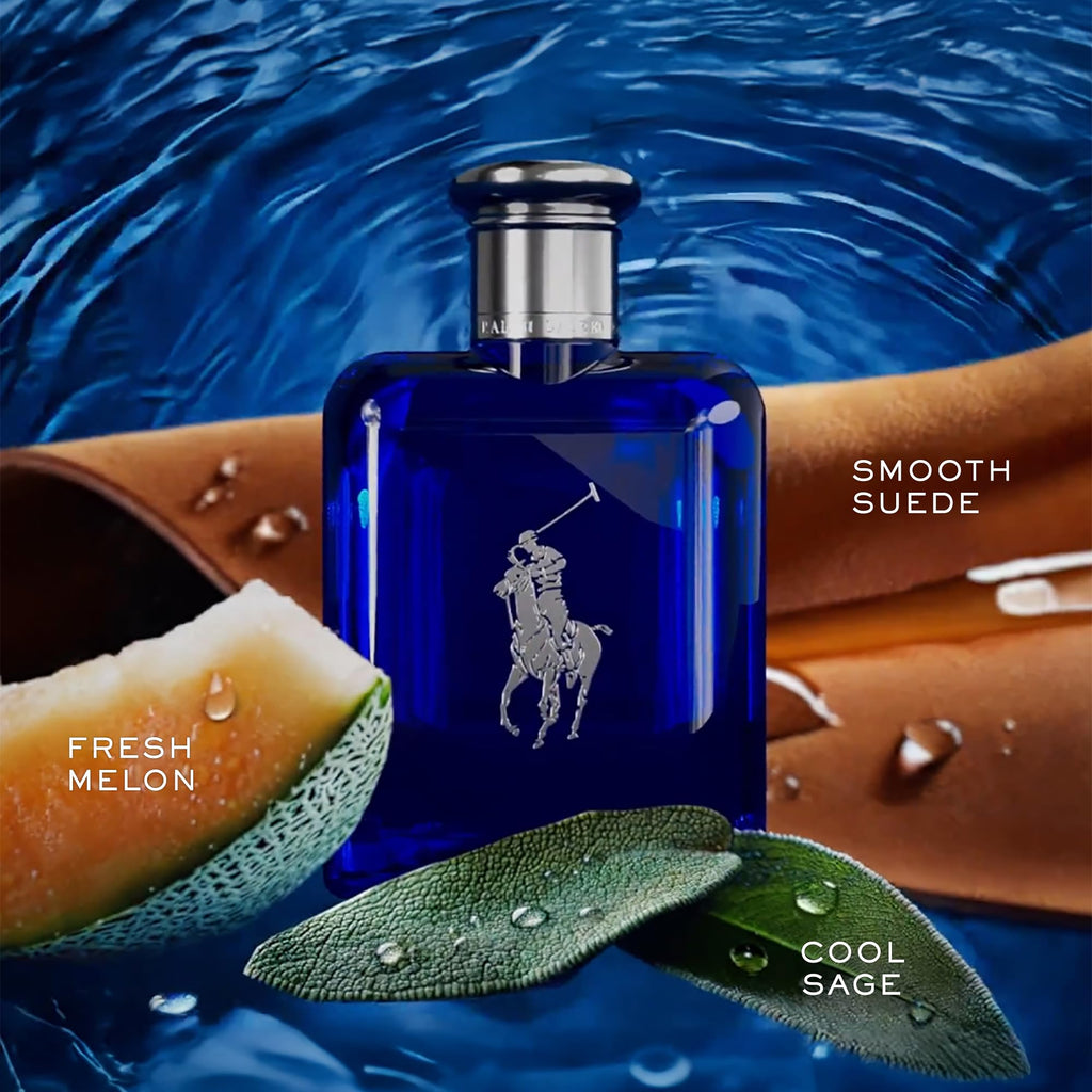 RALPH LAUREN FRAGRANCES - Polo Blue - Eau de Toilette - Men's Cologne - Aquatic & Fresh - With Citrus, Sage, and Suede - Medium Intensity